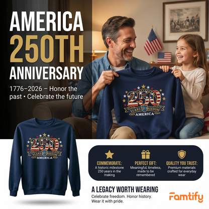 America 250th Anniversary – Patriotic USA Embroidery Sweatshirt Design