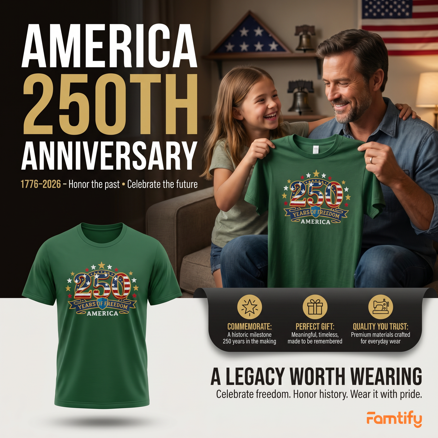 America 250th Anniversary - Patriotic USA T-Shirt Design