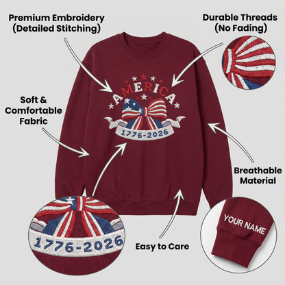 Embroidered America 250 Sweatshirt - Freedom Pullover