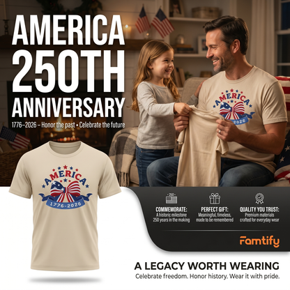 Embroidered America 250 - Patriotic T-Shirt