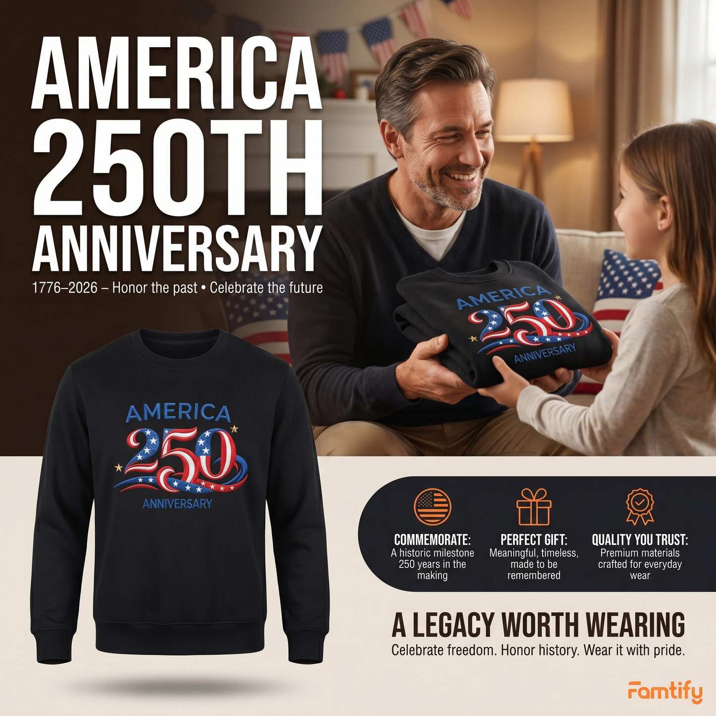 America 250 Anniversary Embroidery Design - USA 250th Birthday Red White Blue Stitch
