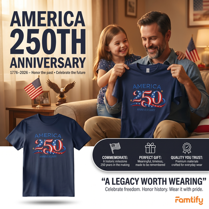 America 250 Anniversary - Patriotic Red White Blue T-Shirt Design