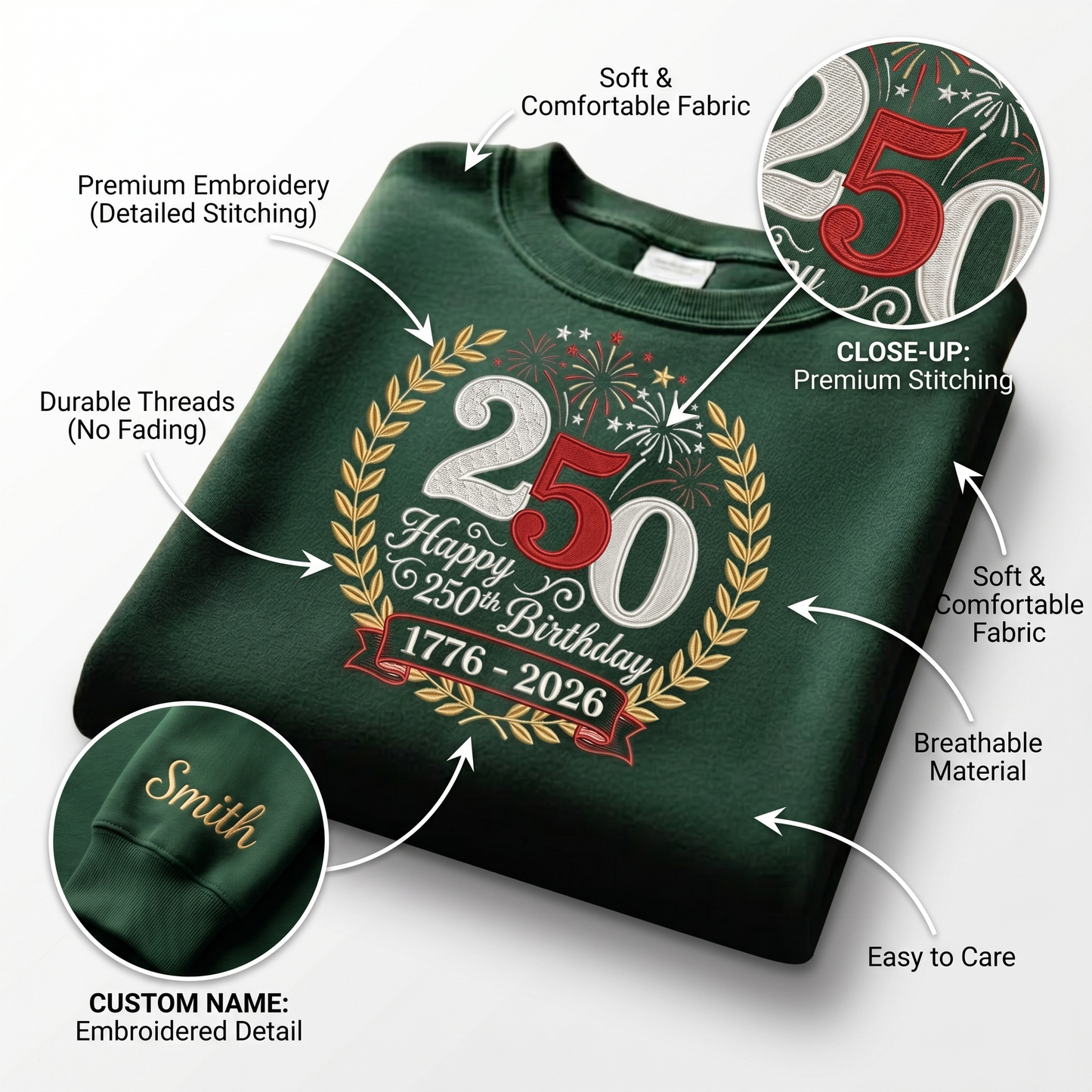 USA 250th Anniversary - Patriotic Embroidery Machine Design