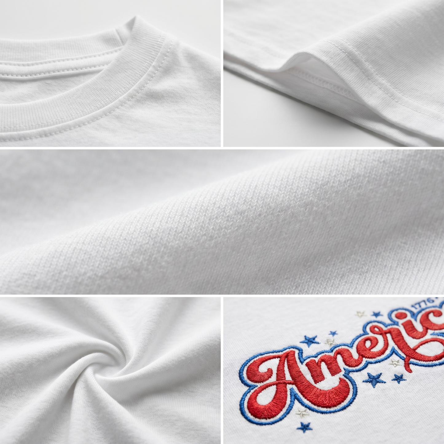 USA 250 Freedom - Embroidered T-Shirt 1776-2026 Patriotic Design