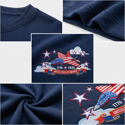 USA 250th Anniversary - Embroidered Sweatshirt 1776-2026 250 Years of Freedom