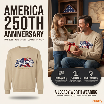 USA 250th Independence Anniversary Embroidered Sweatshirt