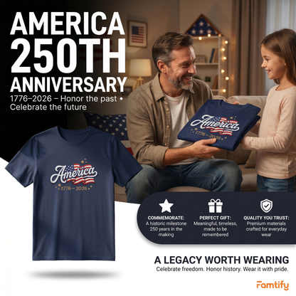 United States 250th Independence 1776–2026 Embroidered T-Shirt