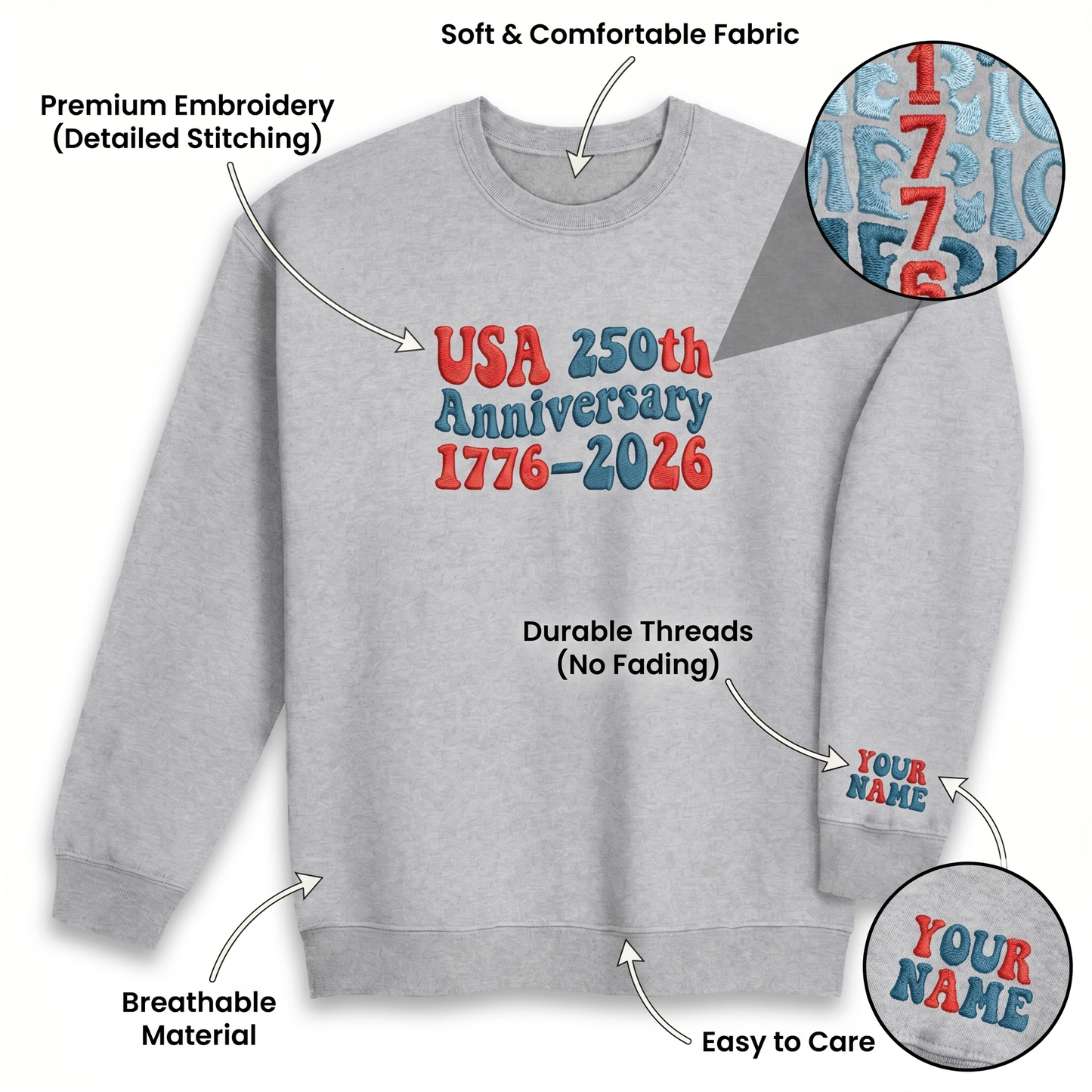 USA 250th Independence Anniversary Sweatshirt - 1776 We The People Edition