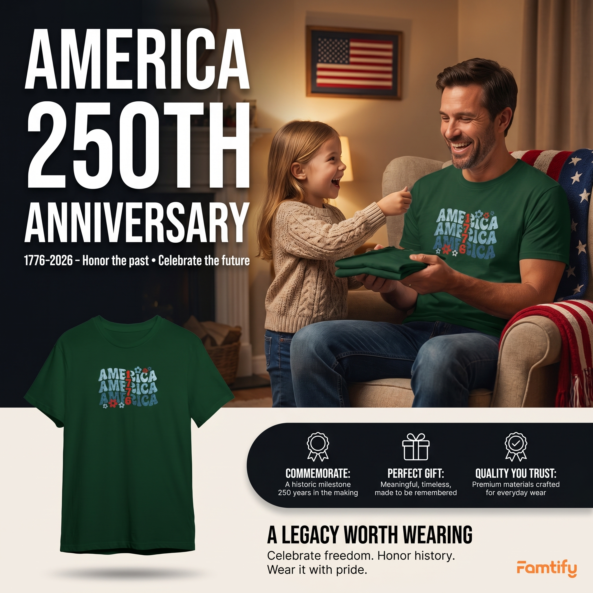 USA 250th Independence Anniversary T-Shirt - 1776 We The People Edition