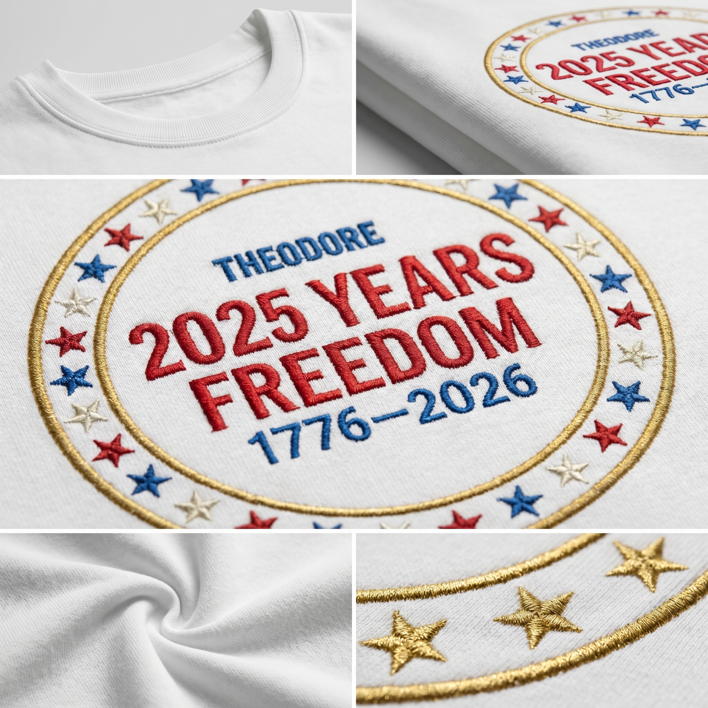 Custom Freedom 250 Years Embroidered Sweatshirt - Circular Badge Patriotic USA Gift 1776–2026