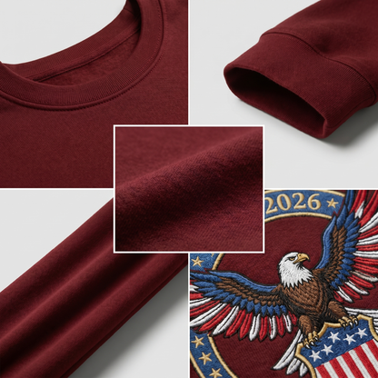 1776–2026 USA Flag Embroidered Sweatshirt - 250th Anniversary Patriotic Shirt