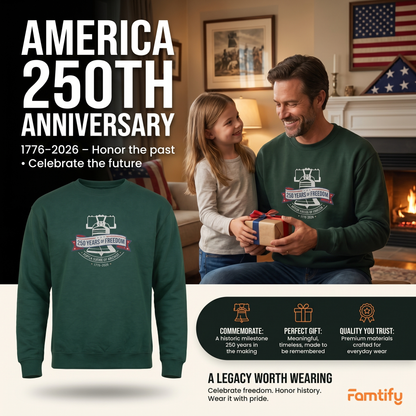 USA 1776-2026 Liberty Bell Patriotic Embroidered Sweatshirt 250th Anniversary Shirt