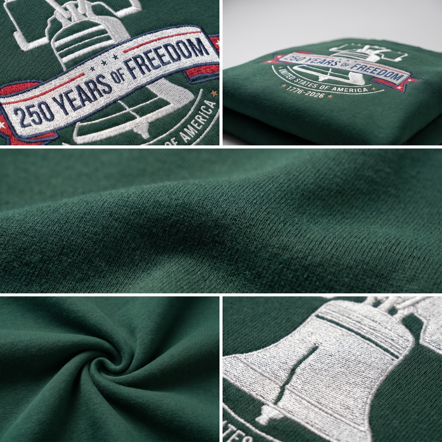USA 1776-2026 Liberty Bell Patriotic Embroidered Sweatshirt 250th Anniversary Shirt