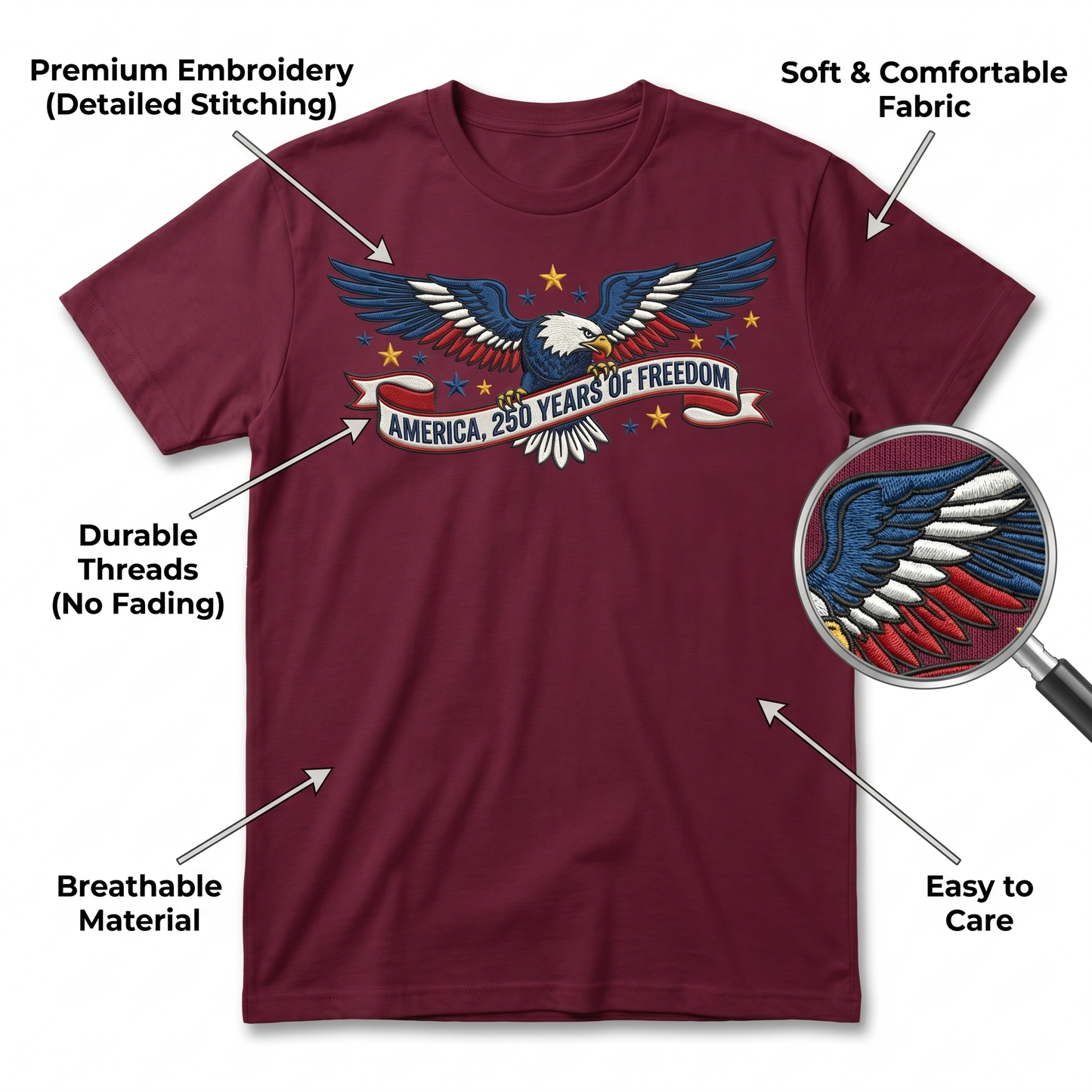 USA 250th Anniversary Eagle T-Shirt - Personalized American Pride Gift (1776-2026)