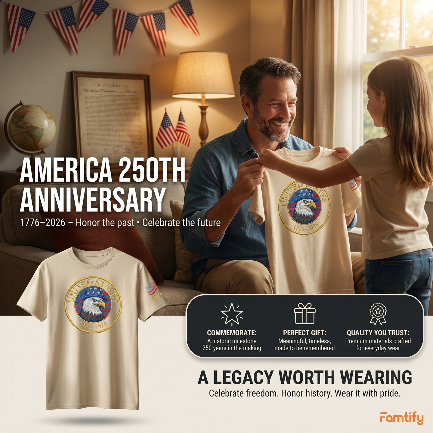 America 250th Anniversary T-Shirt - United States 1776-2026 Patriotic Pride Tee