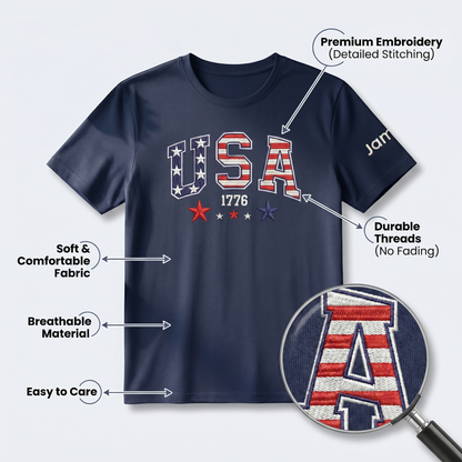 America 250th Anniversary 1776-2026 Embroidered T-Shirt