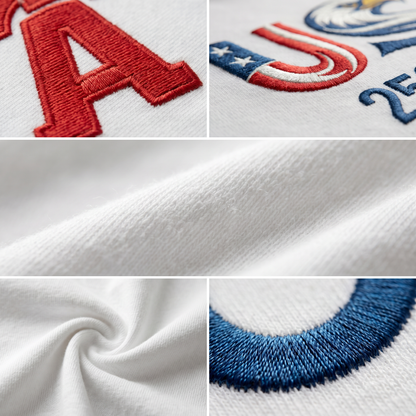 America 250th Anniversary Embroidered T-Shirt – Liberty Eagle Patriotic Shirt