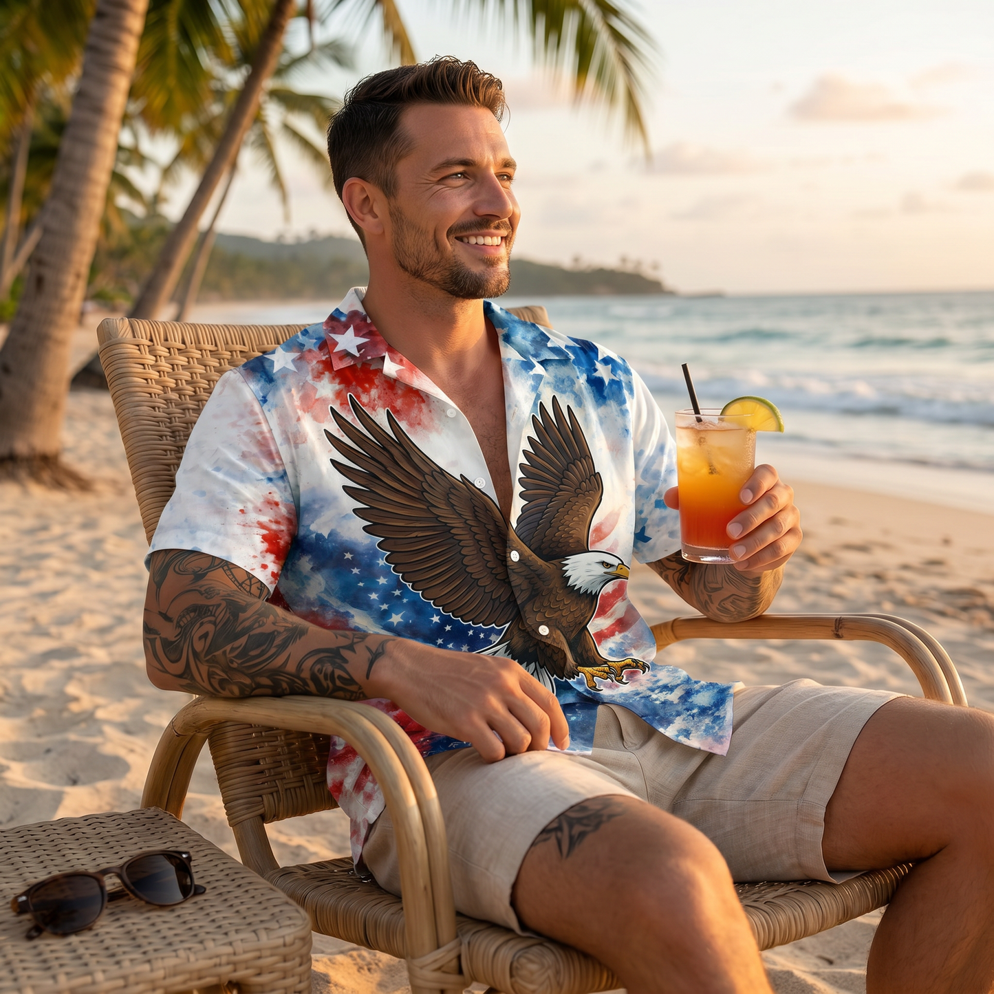 Custom Name Patriotic 250th Anniversary God Bless America Eagle 1776–2026 Hawaii Shirt