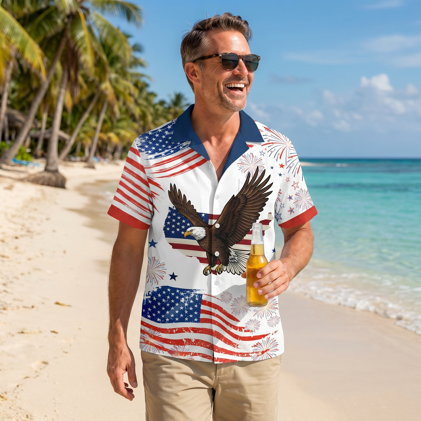 Custom Name Patriotic 250th Anniversary God Bless America Eagle Hawaii Shirt