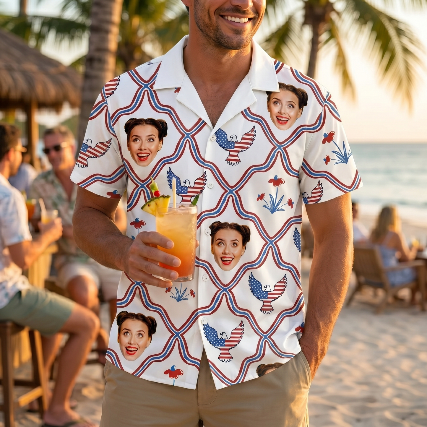 Custom Photo USA 250th Anniversary Patriotic Hawaii Shirt