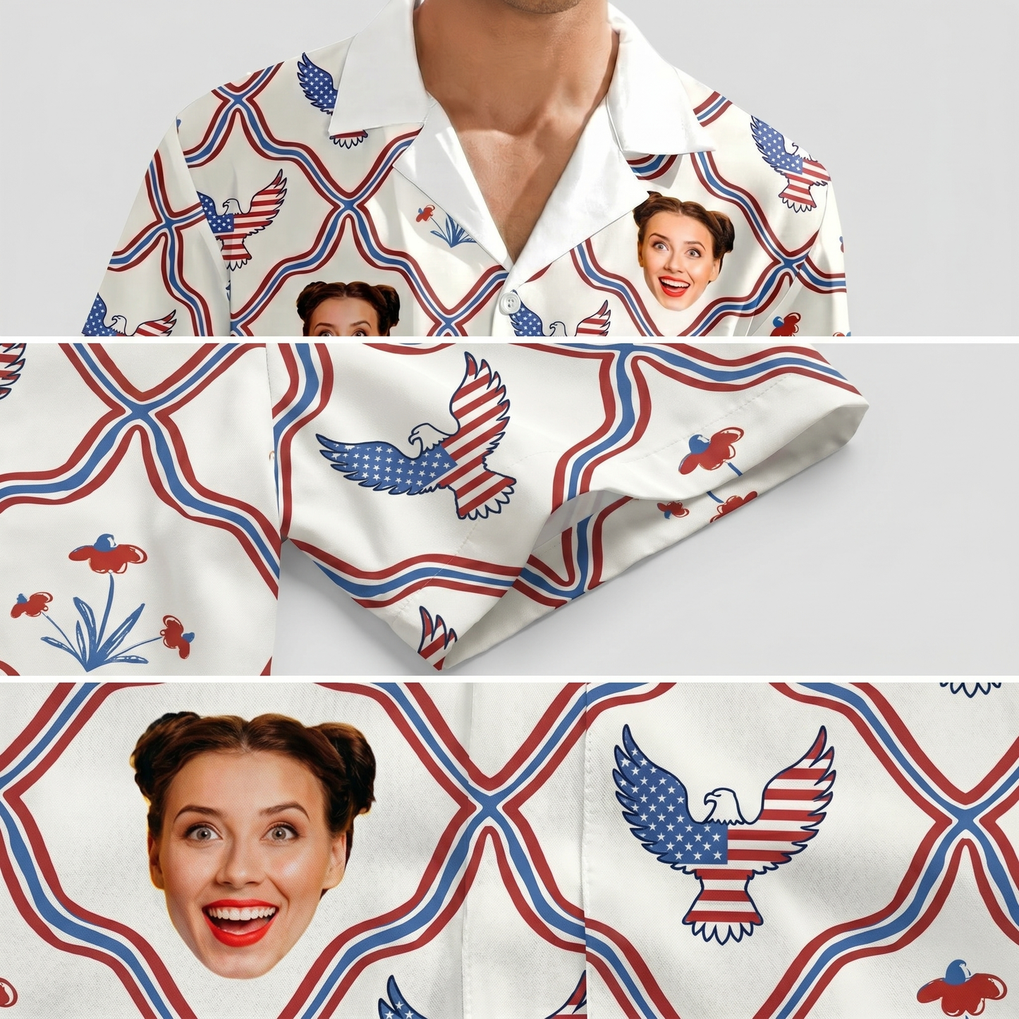 Custom Photo USA 250th Anniversary Patriotic Hawaii Shirt
