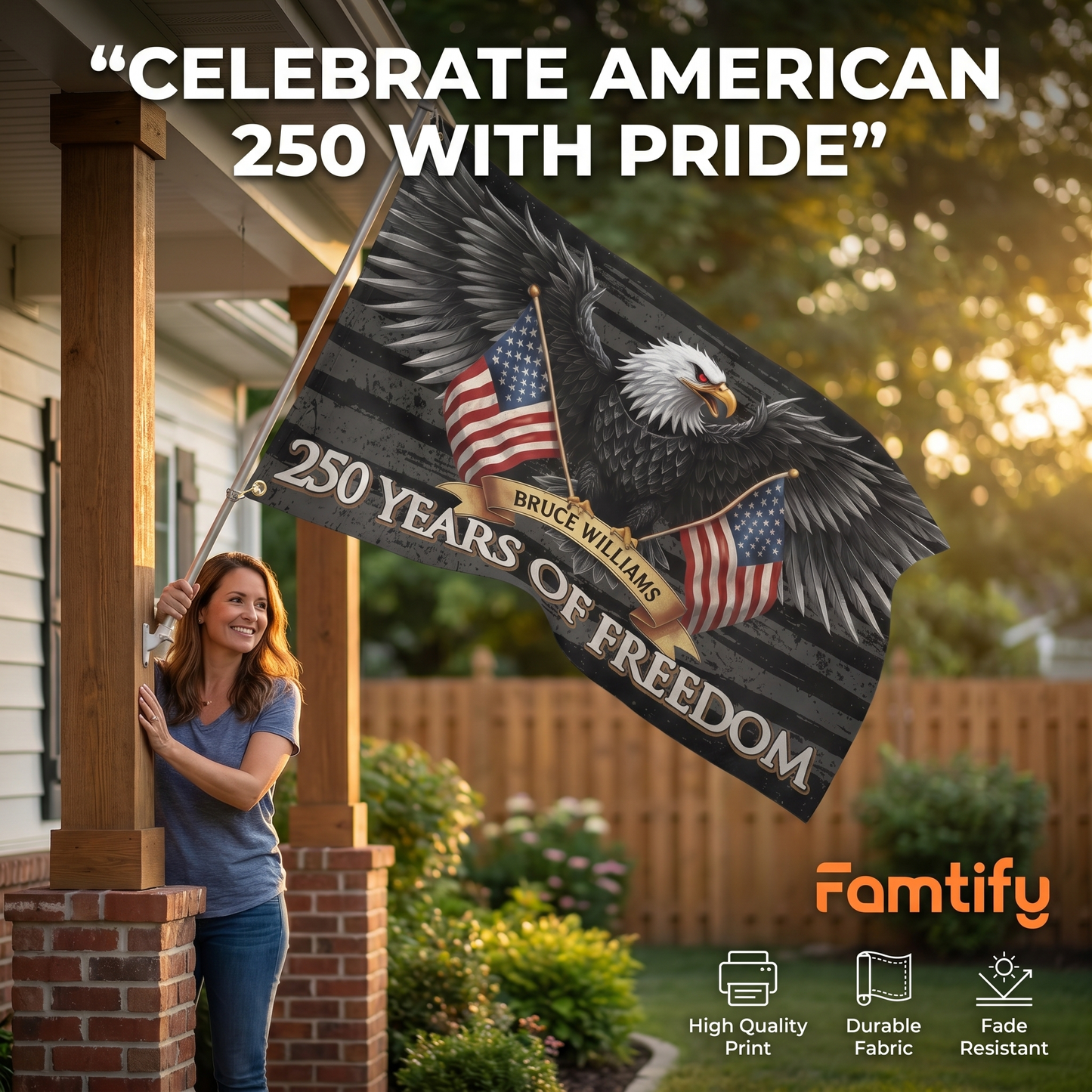 250 Years of Freedom American House Flag USA Semiquincentennial 1776–2026