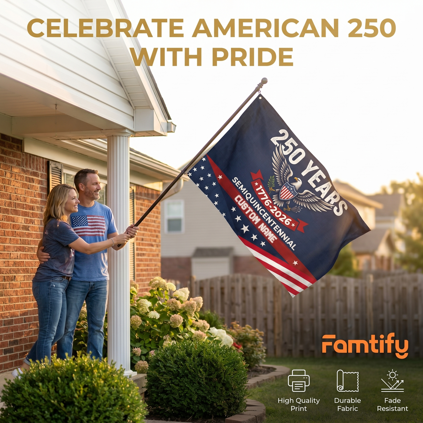 USA 250th Anniversary House Flag Semiquincentennial 1776-2026