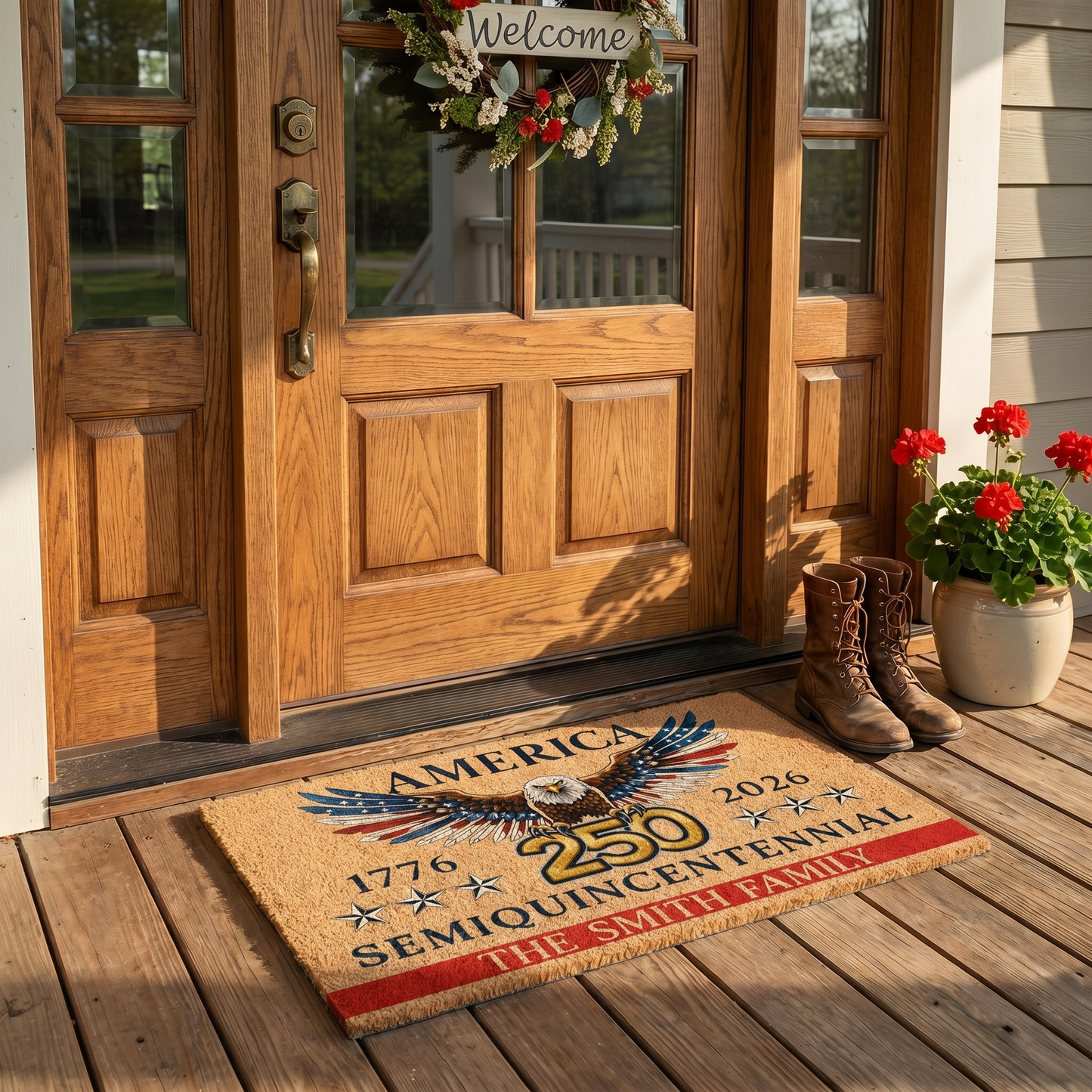 USA 250 Years of Freedom Doormat - Semiquincentennial Patriotic Welcome Mat