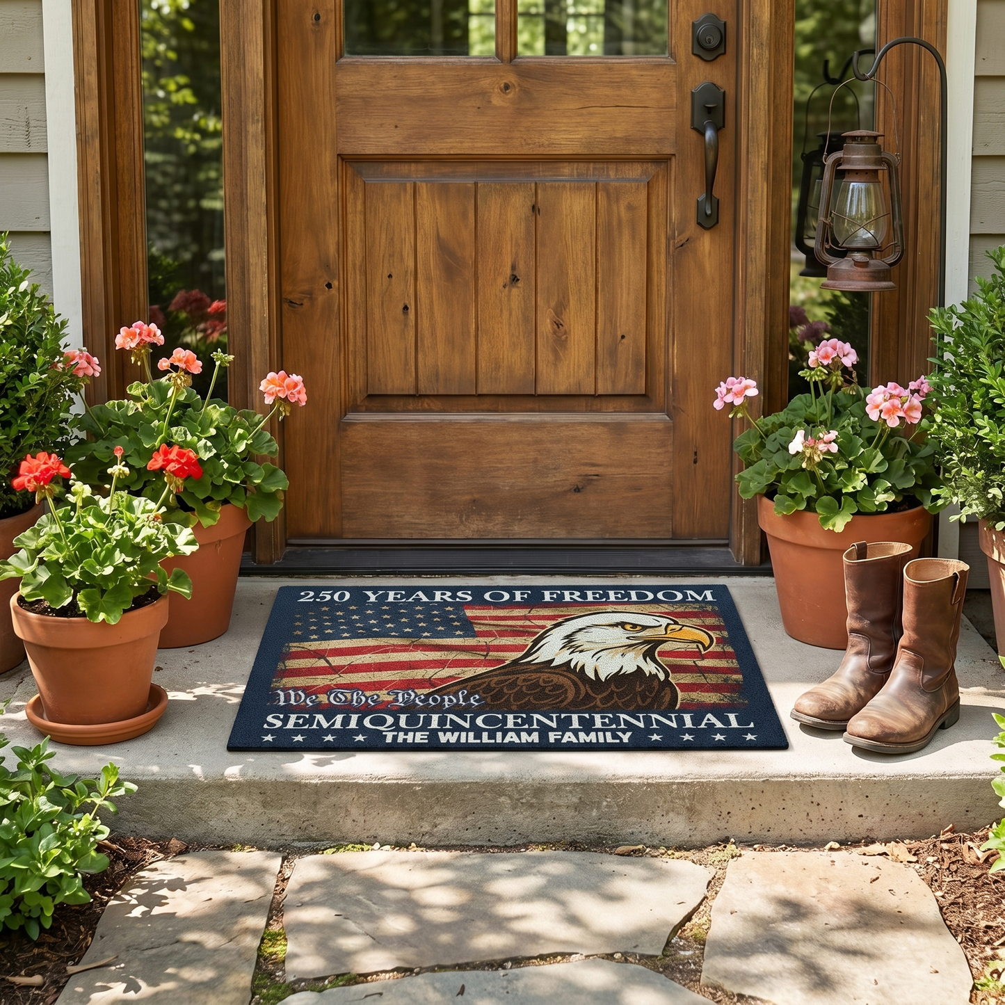 Semiquincentennial Eagle American Flag Doormat - USA 250th Anniversary Welcome Mat