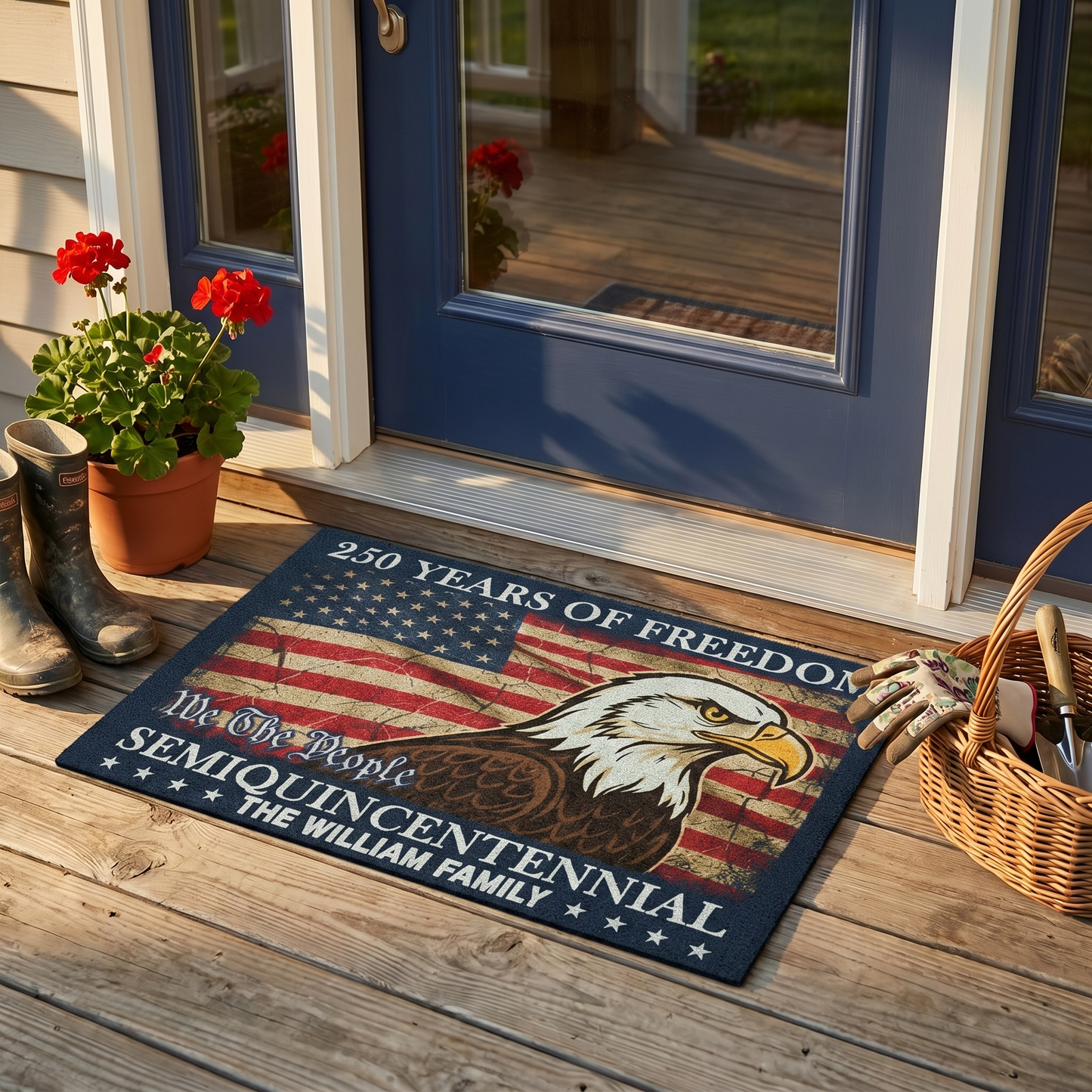 Semiquincentennial Eagle American Flag Doormat - USA 250th Anniversary Welcome Mat