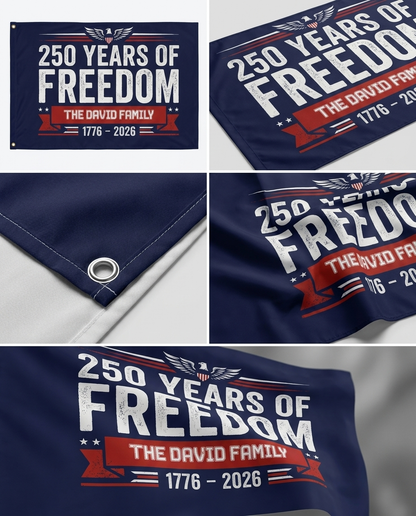 Custom Family Name 250 Years Of Freedom 1776-2026 4th Of July Double-Sided Flag