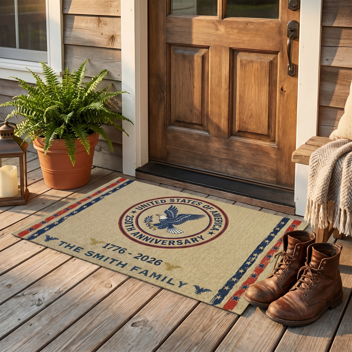 USA Semiquincentennial 1776-2026 Custom Family Name Doormat