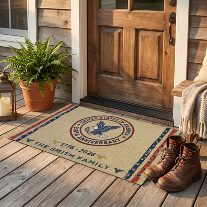 USA Semiquincentennial 1776-2026 Custom Family Name Doormat