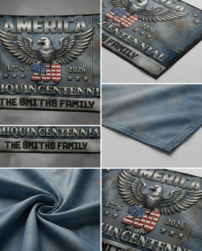 Custom Family Name America Eagle 250th Anniversary Semiquincentennial 1776-2026 Patriotic House Flag
