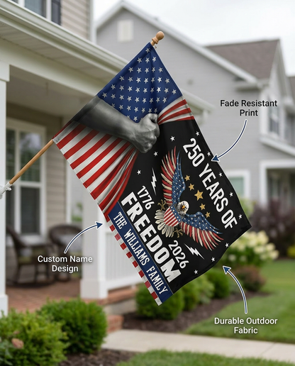 Custom Family Name Celebrate 250th Anniversary of America House Flag