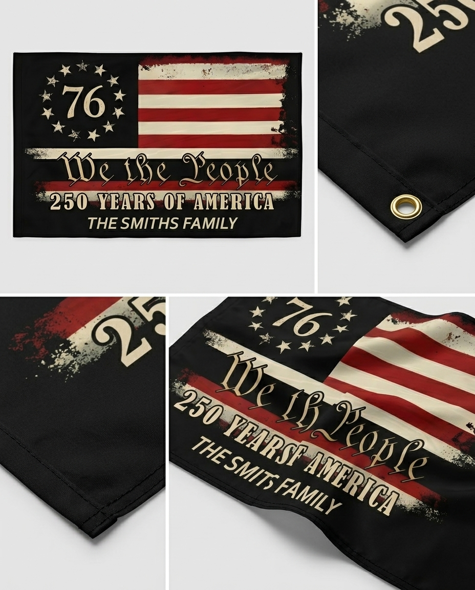 Custom Family Name We The People - 250 Years Of America Banner House Flag