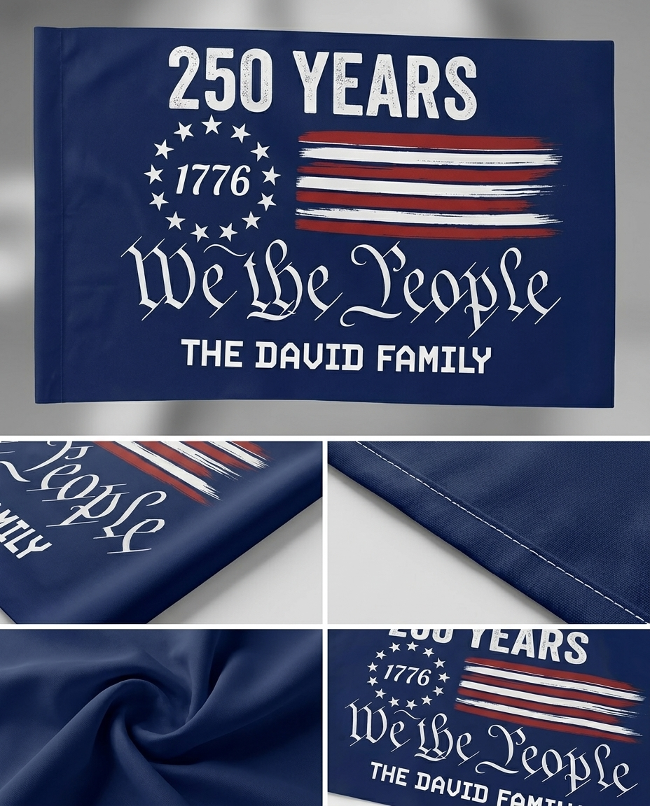 Custom Family Name We The People America 250 Years House Flag