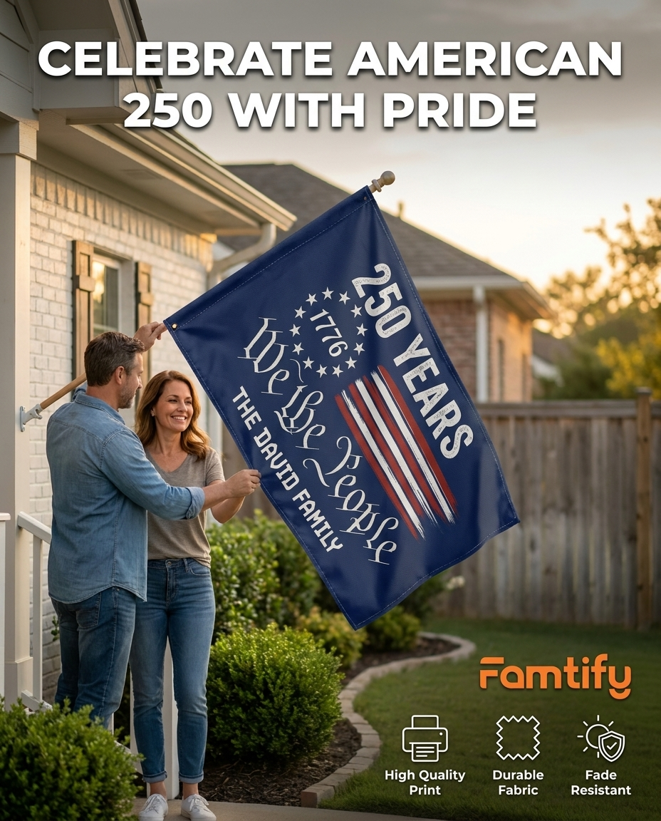 Custom Family Name We The People America 250 Years House Flag