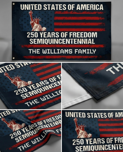Custom Family Name USA 250 Years of Freedom House Flag  Semiquincentennial Patriotic