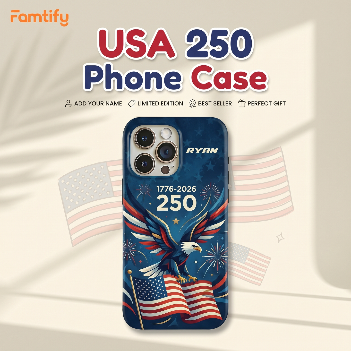 USA 250 Anniversary Eagle 1776-2026 Phone Case