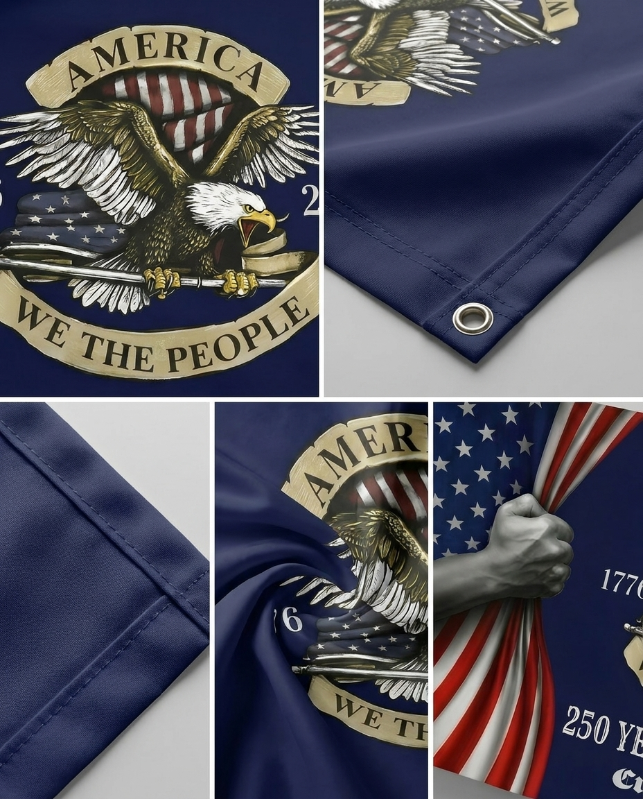 Patriotic USA 250th Anniversary 250 Years of Freedom House Flag