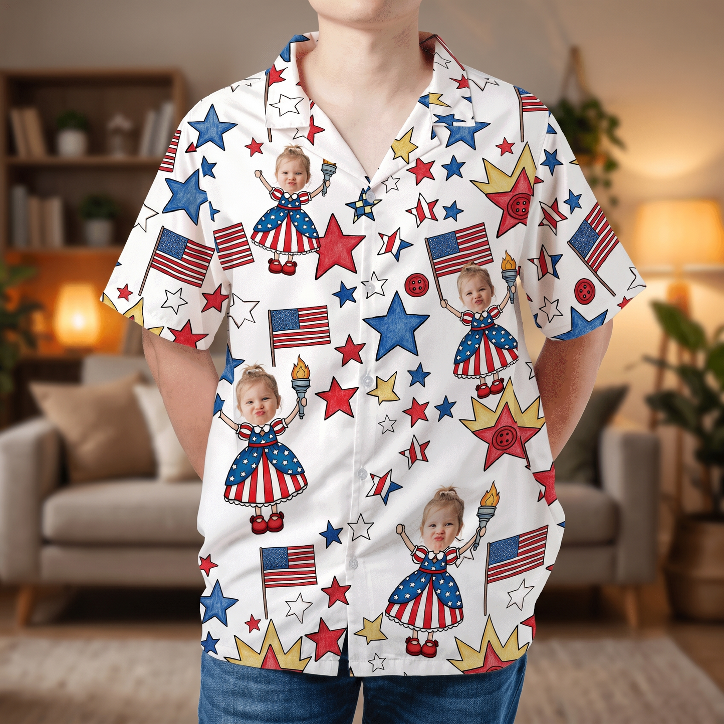 Personalized Best Dad Ever USA Flag Hawaiian Shirt – Custom Fourth of July Father’s Day Gift for Papa