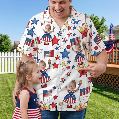 Personalized Best Dad Ever USA Flag Hawaiian Shirt – Custom Fourth of July Father’s Day Gift for Papa