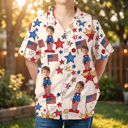 Personalized Best Dad Ever USA Flag Hawaiian Shirt – Custom Fourth of July Father’s Day Gift for Papa