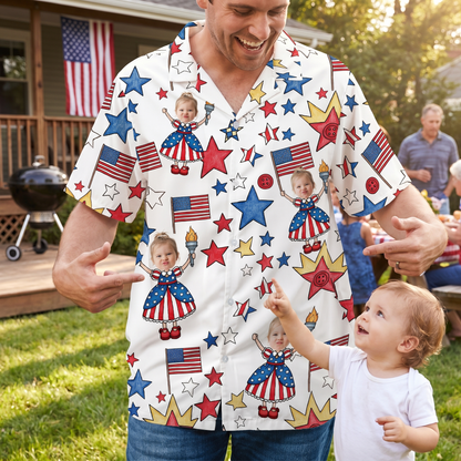 Personalized Best Dad Ever USA Flag Hawaiian Shirt – Custom Fourth of July Father’s Day Gift for Papa