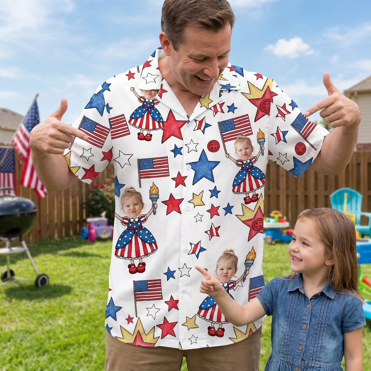 Personalized Best Dad Ever USA Flag Hawaiian Shirt – Custom Fourth of July Father’s Day Gift for Papa