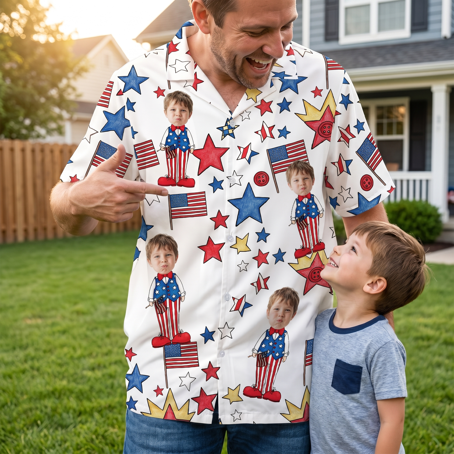 Personalized Best Dad Ever USA Flag Hawaiian Shirt – Custom Fourth of July Father’s Day Gift for Papa