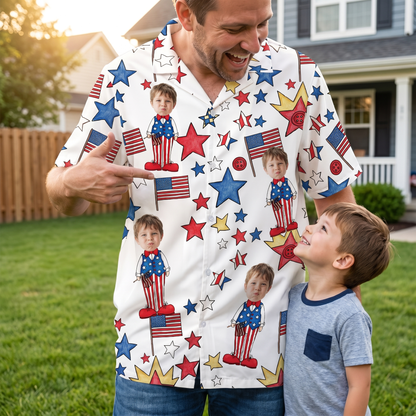Personalized Best Dad Ever USA Flag Hawaiian Shirt – Custom Fourth of July Father’s Day Gift for Papa