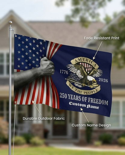 Patriotic USA 250th Anniversary 250 Years of Freedom House Flag