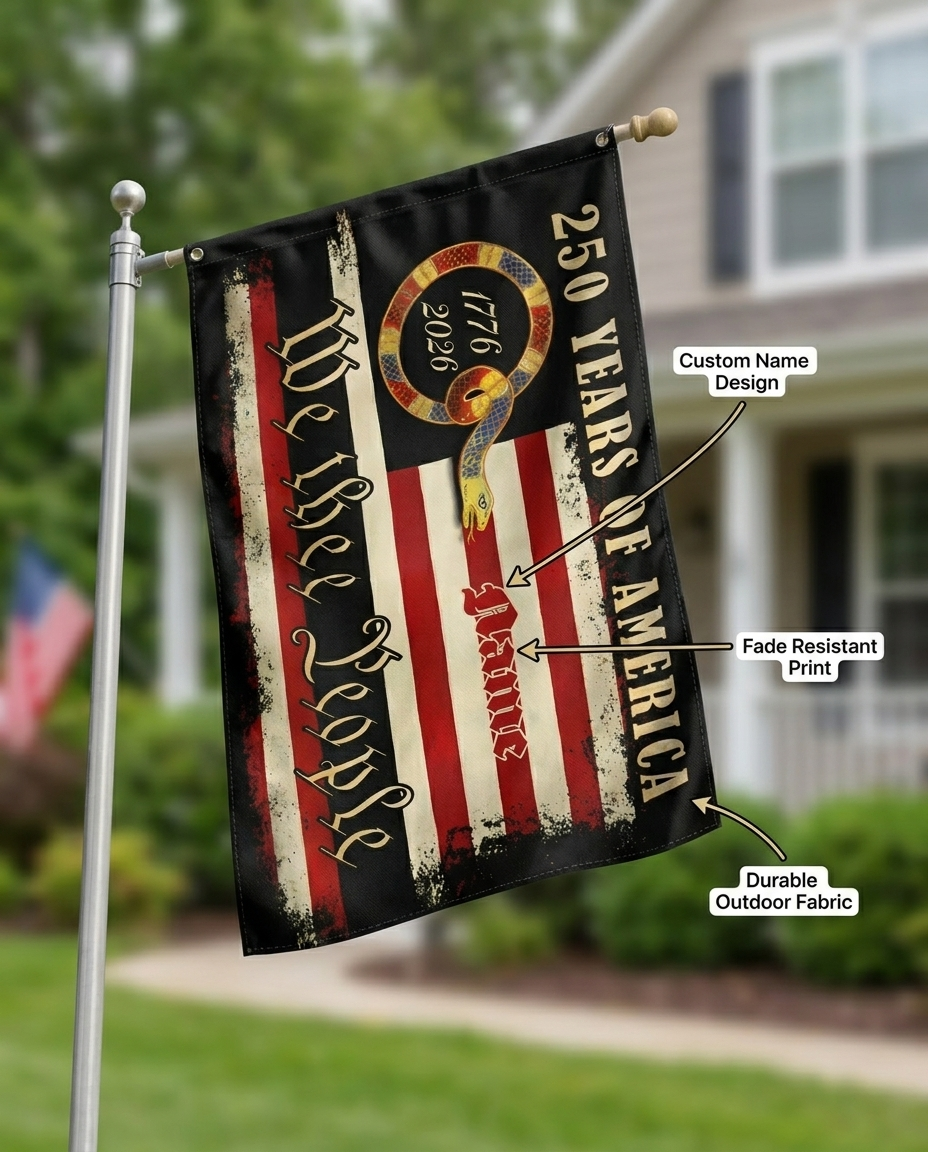 Personalized 250 Years Of America - We The People Banner House Flag